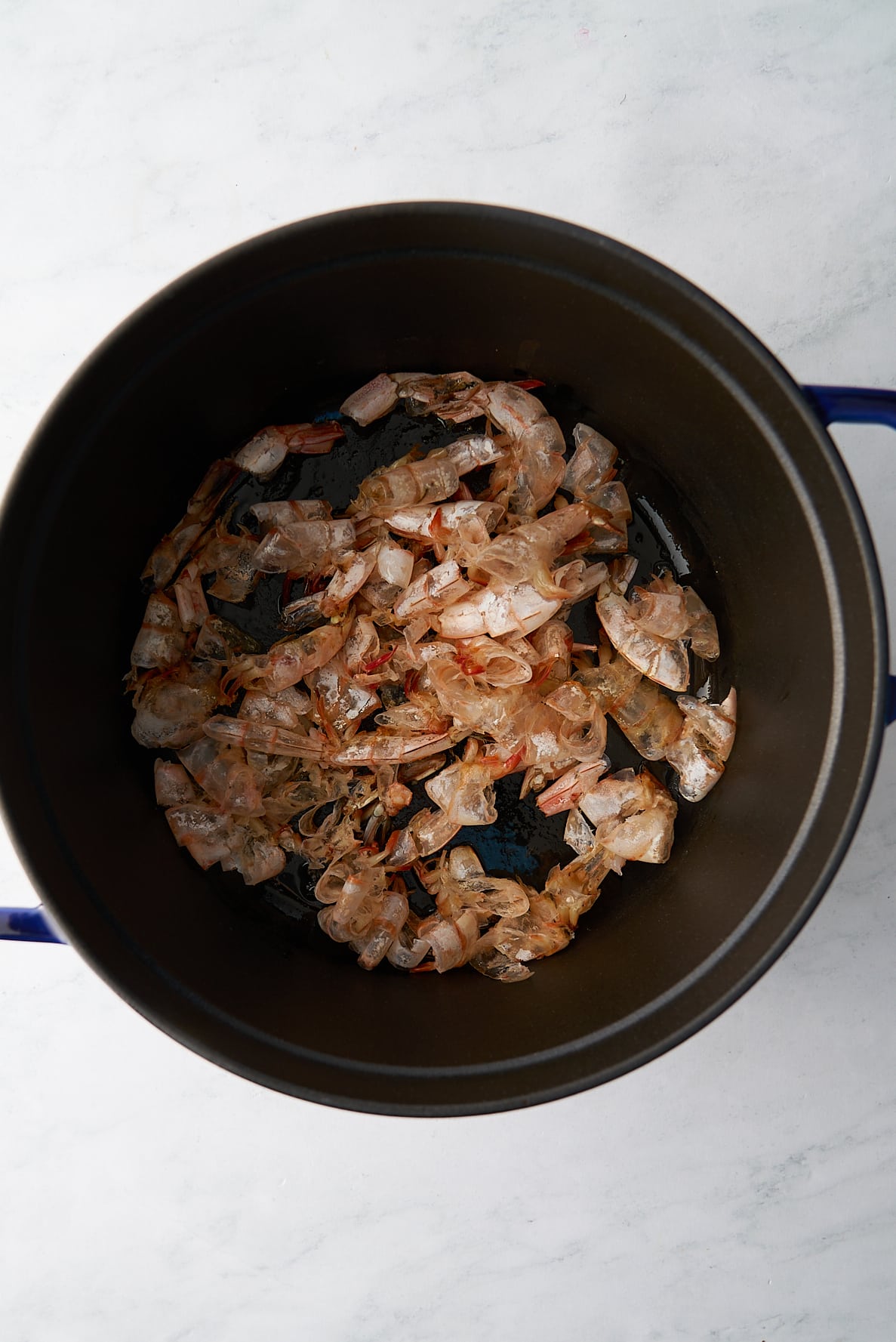 shrimp shells in pot after cooking