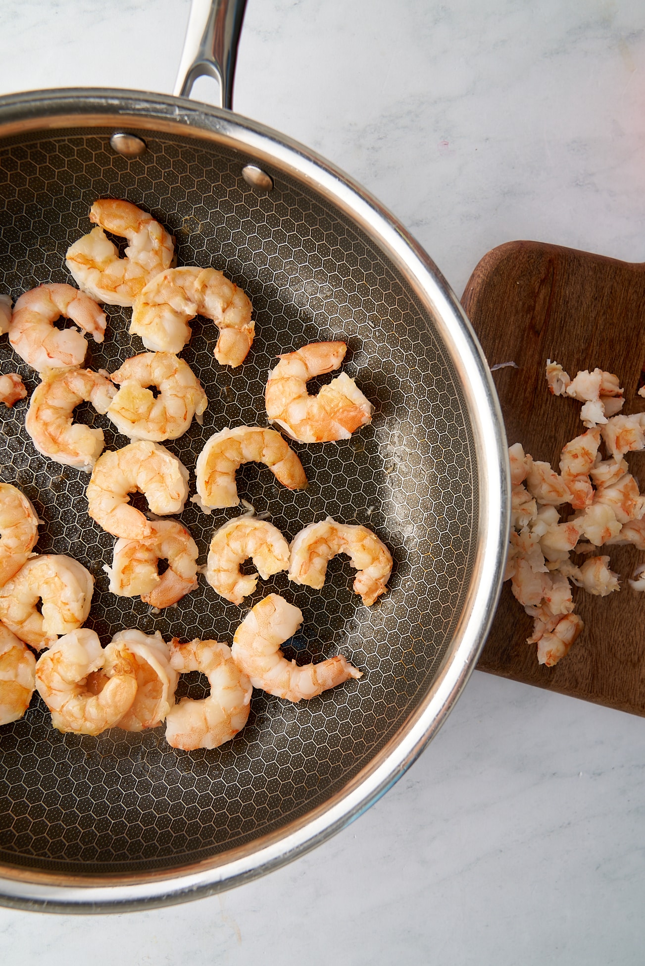 cooked shrimp in skillet