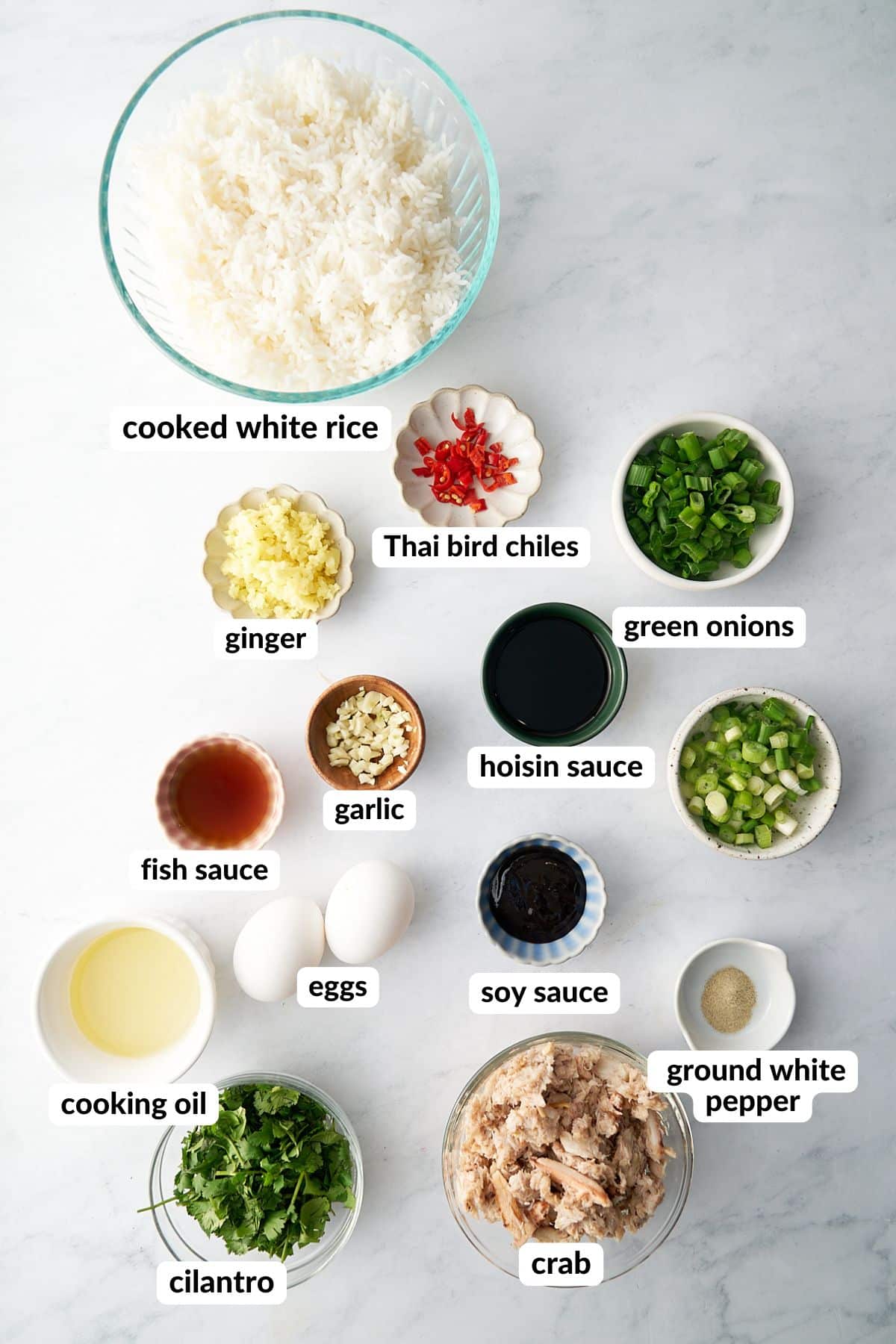 ingredients for crab fried rice