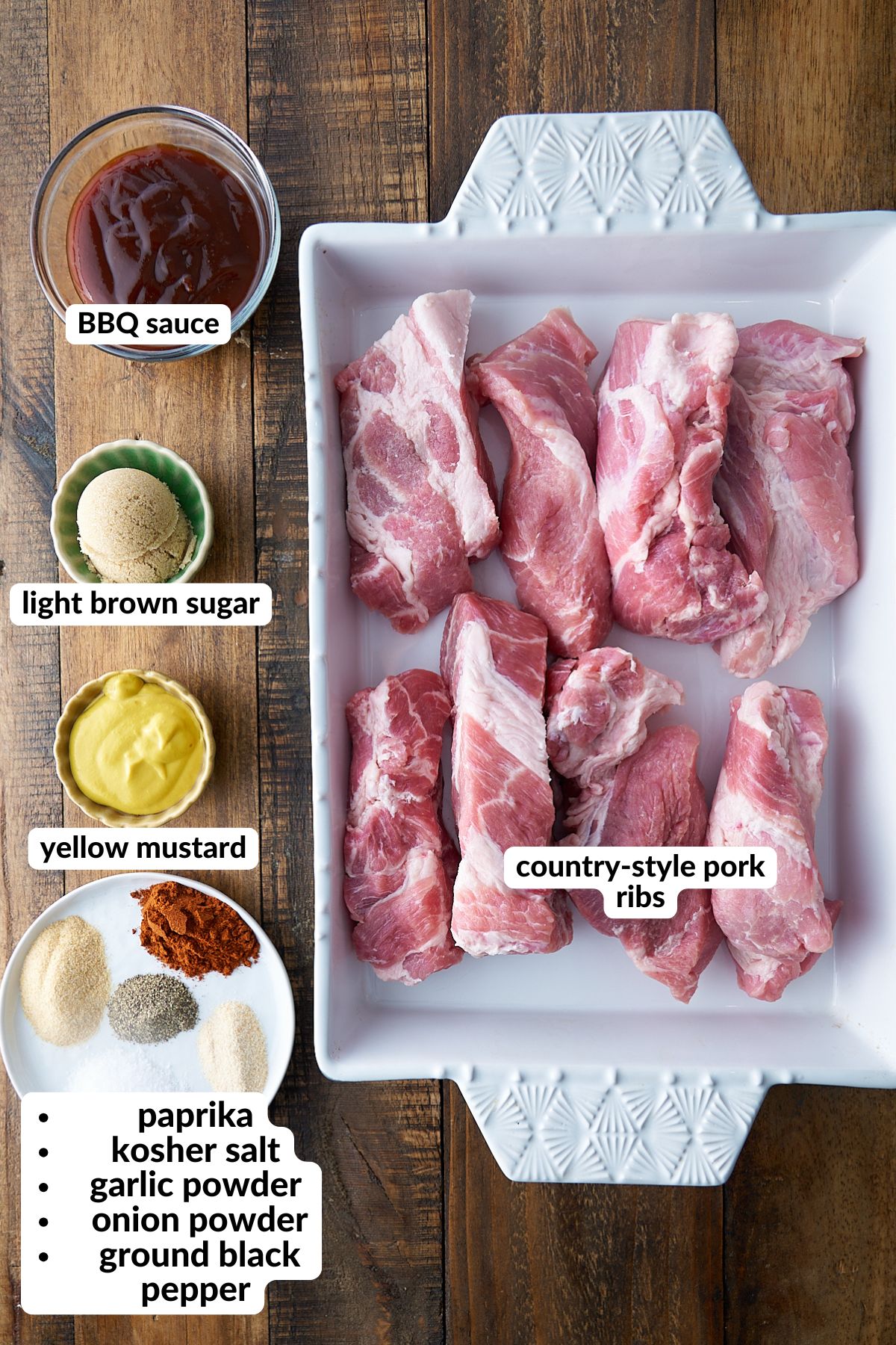 ingredients for pork ribs on table