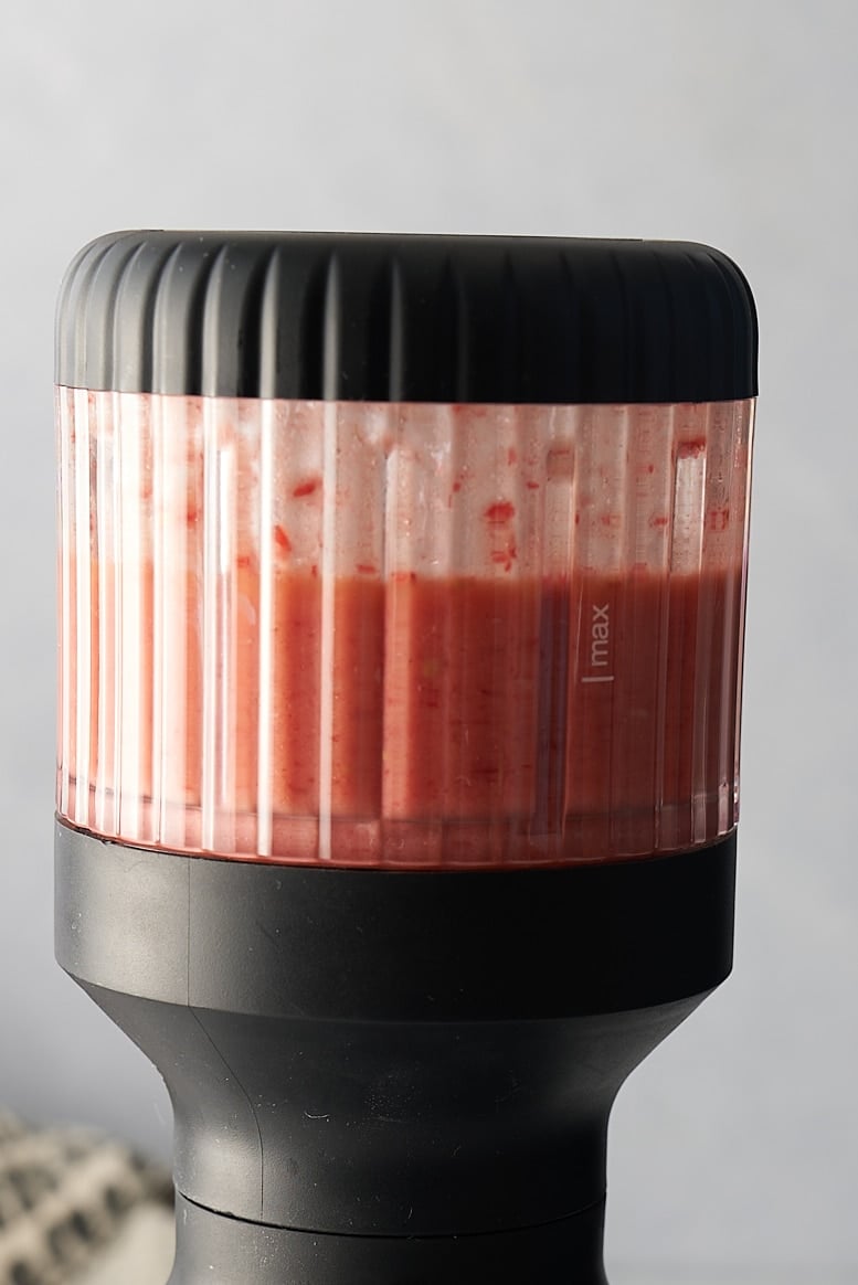 blended raspberry vinaigrette in blender