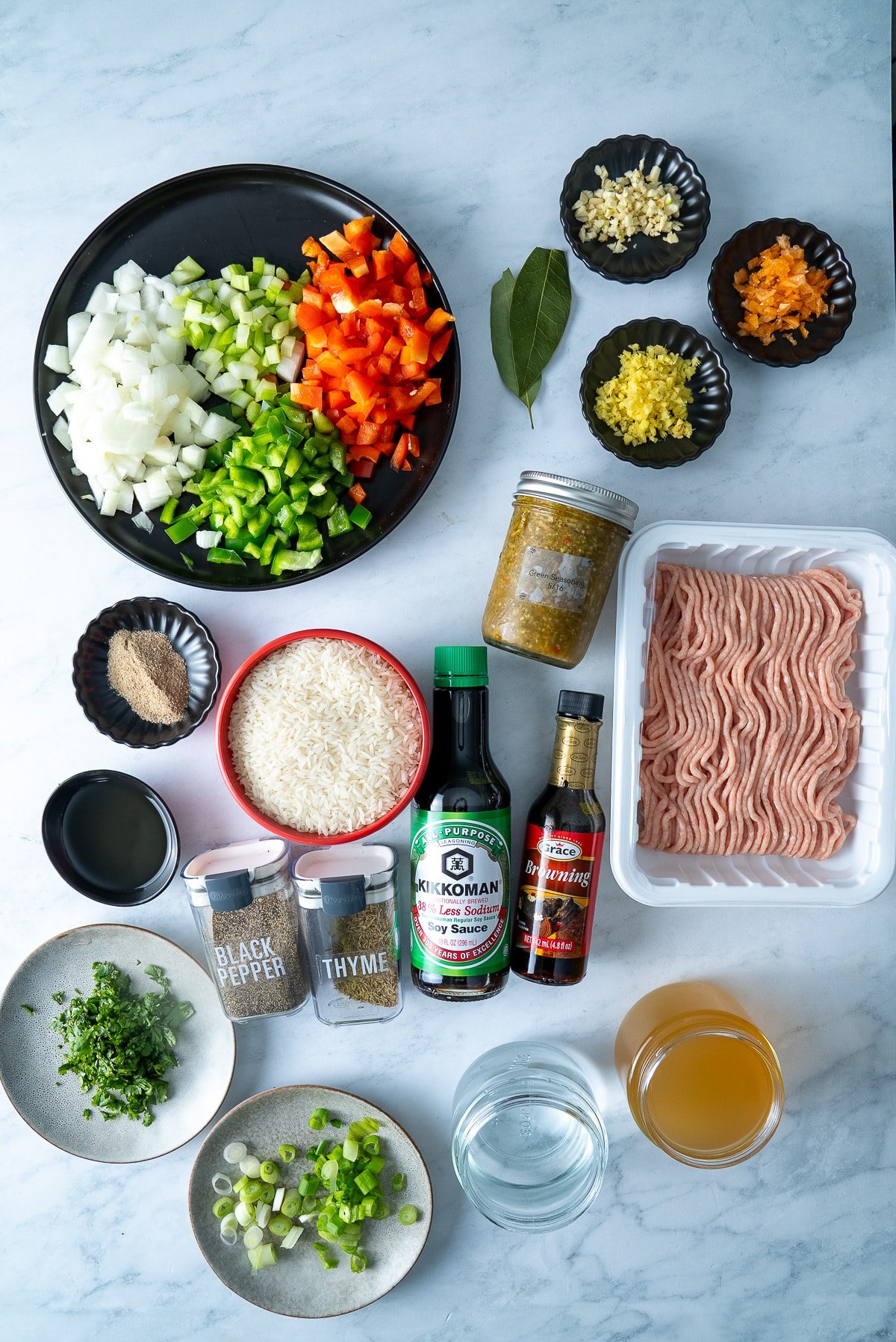 ingredients for ground chicken and rice