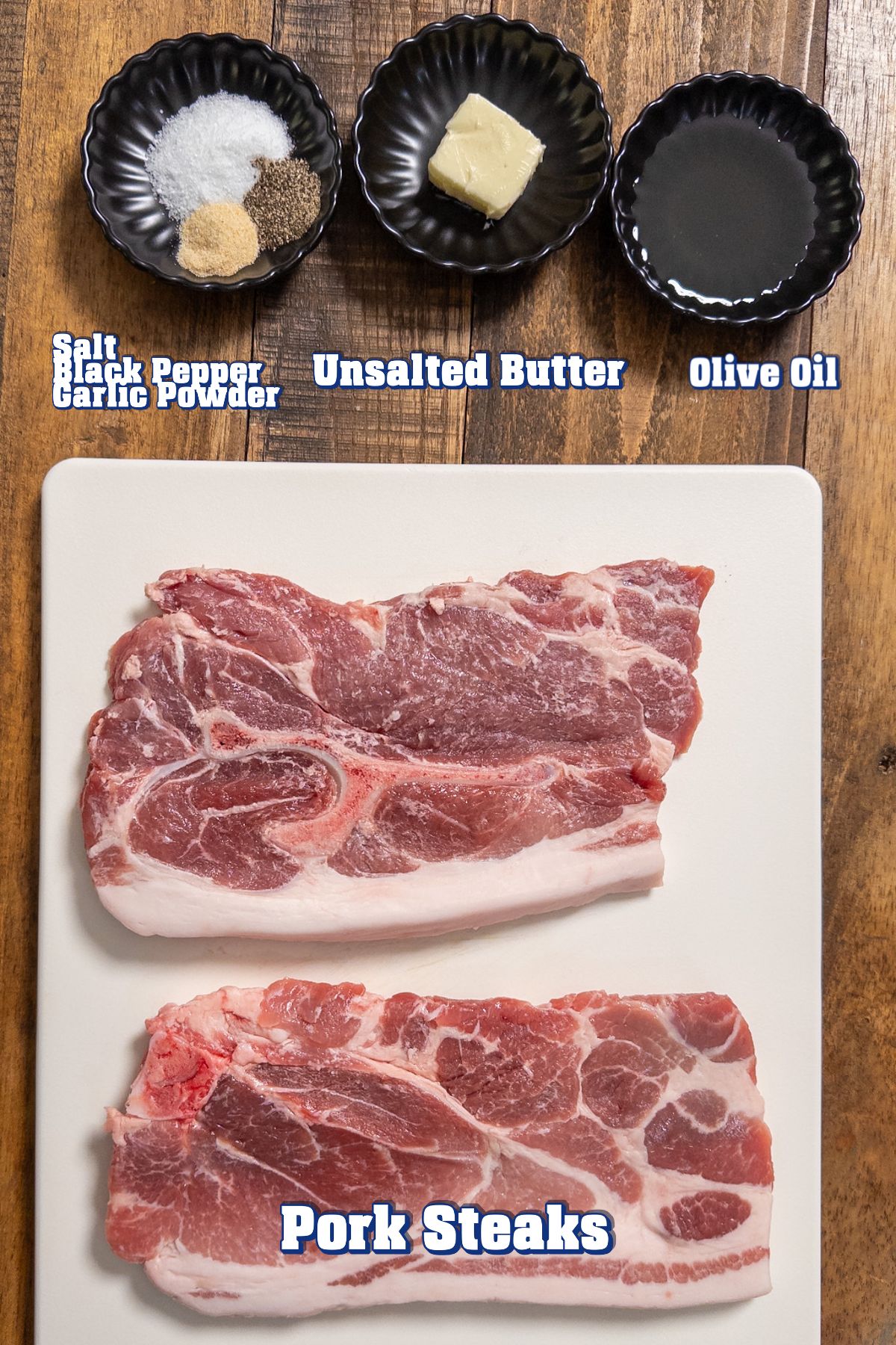 ingredients for pork steak with titles of ingredients