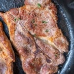 pork steak in skillet