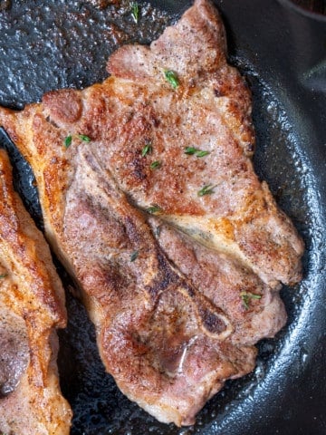 pork steak in skillet