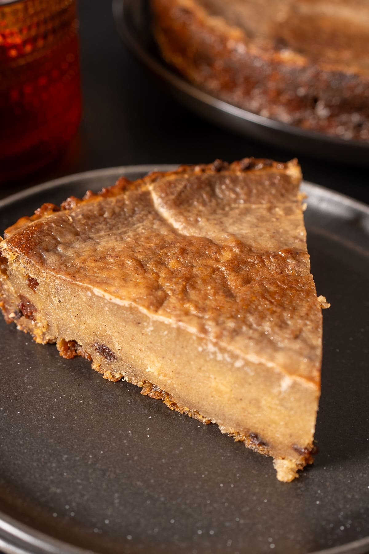 sweet potato pudding slice on plate
