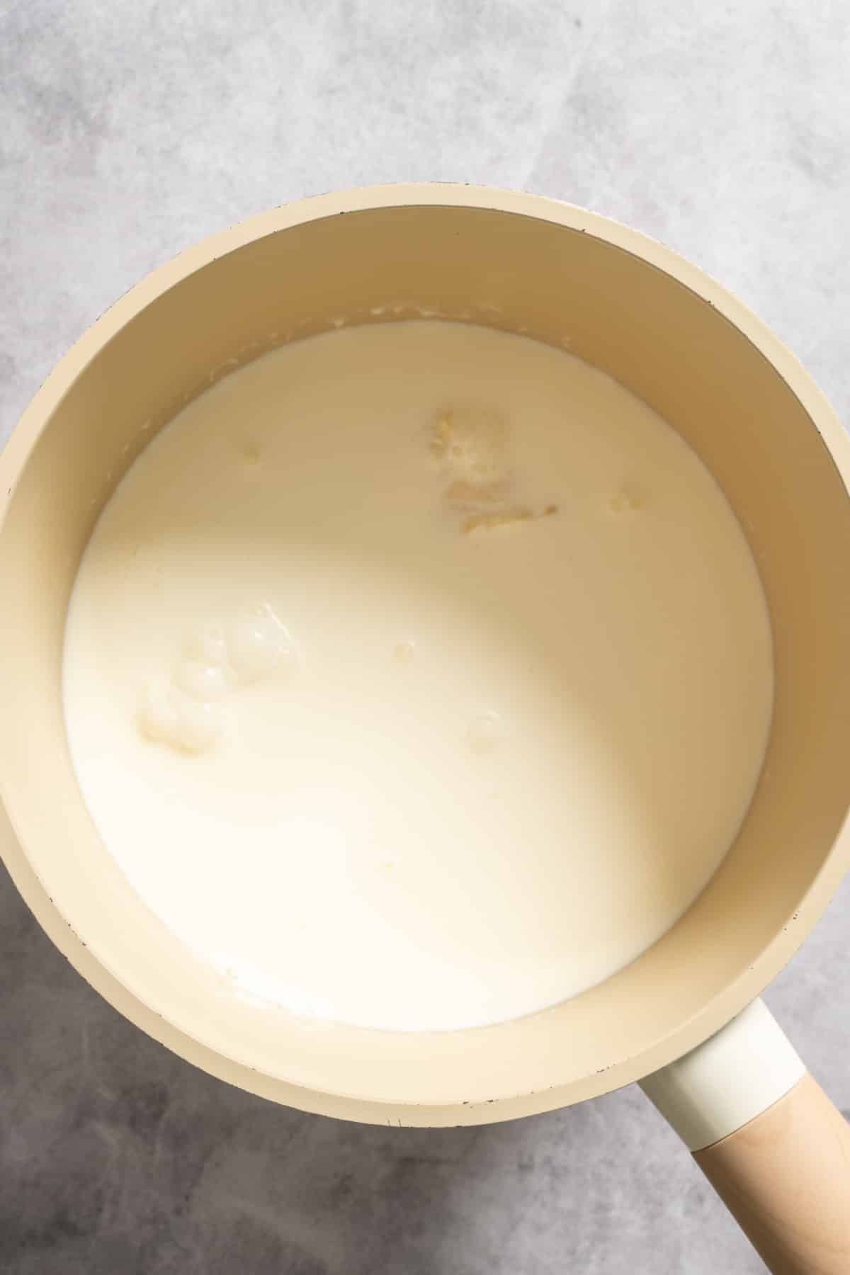 garlic parmesan sauce in saucepan