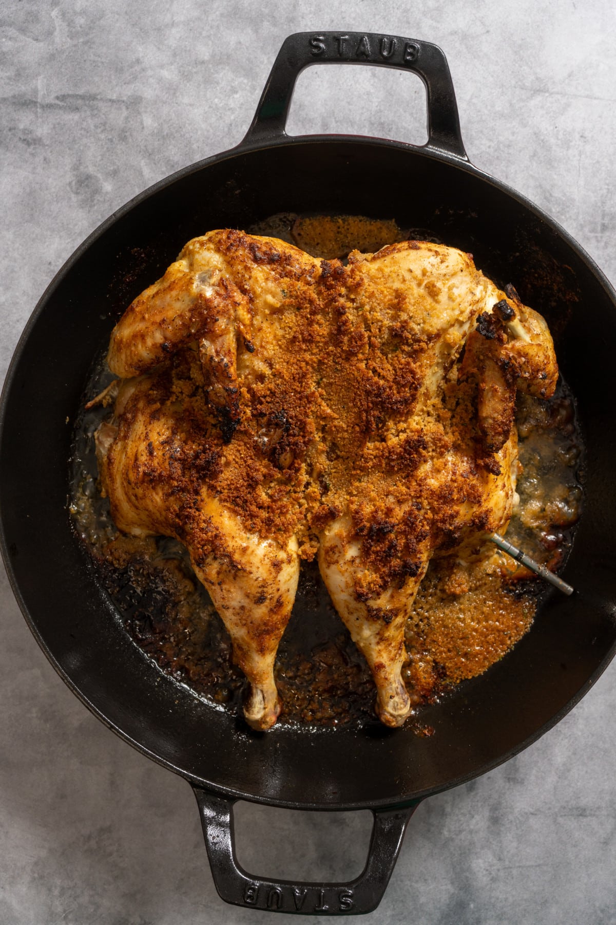 roasted chicken in skillet