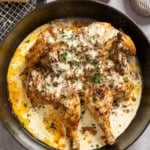 garlic parmesan sauce in skillet
