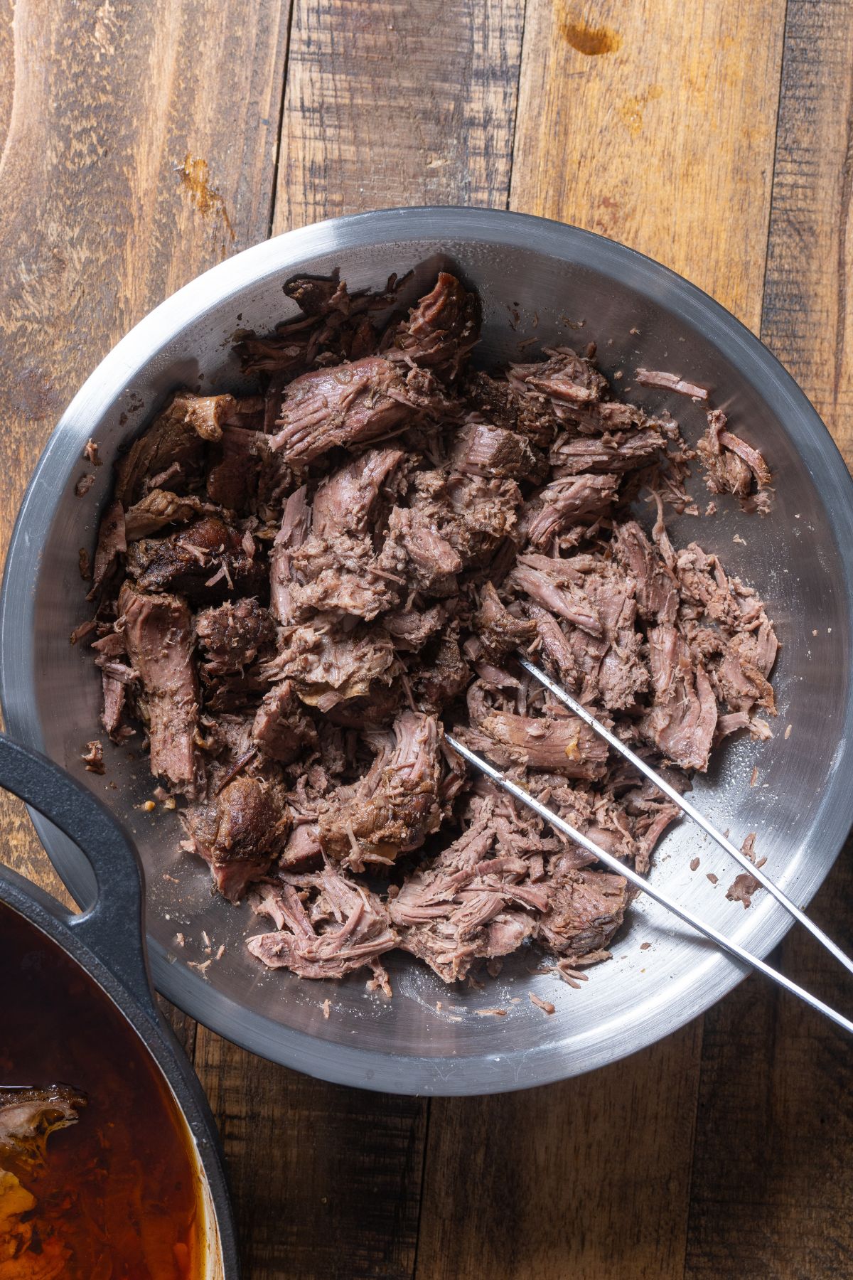shredded lamb in bowl
