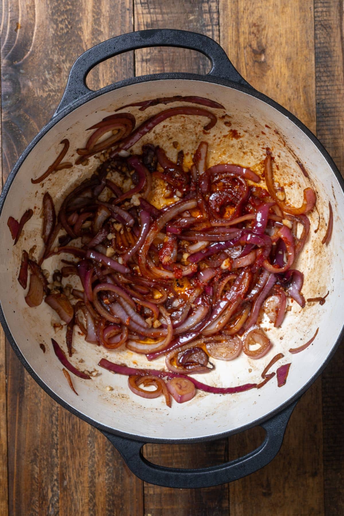 onions sauteeing in pit