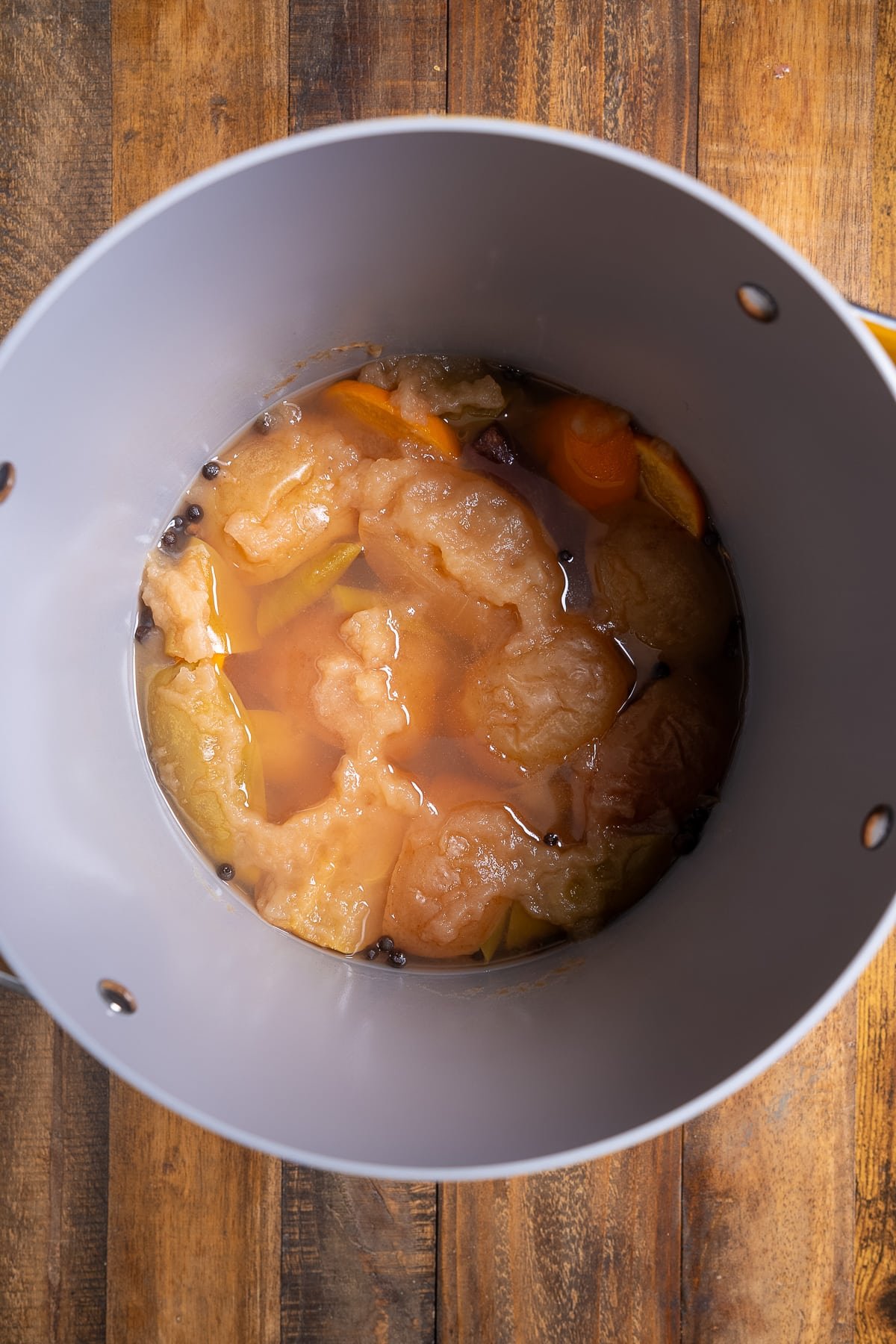 cooked apples and seasonings