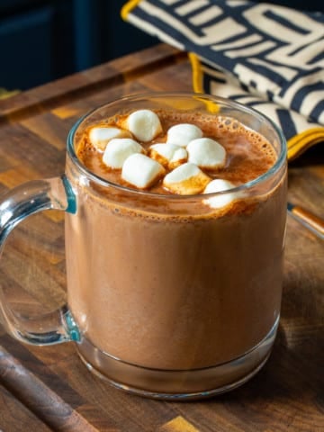 hot cocoa in mug with marshmallows on top