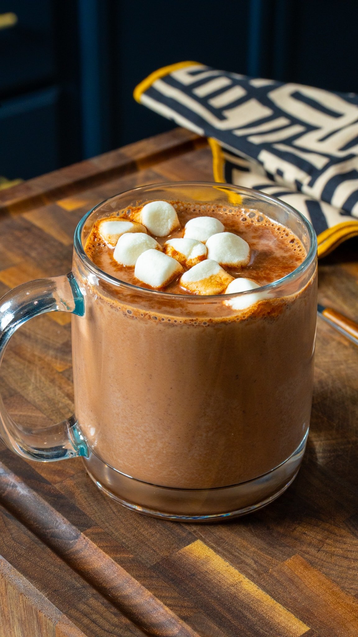 hot cocoa in mug with marshmallows on top