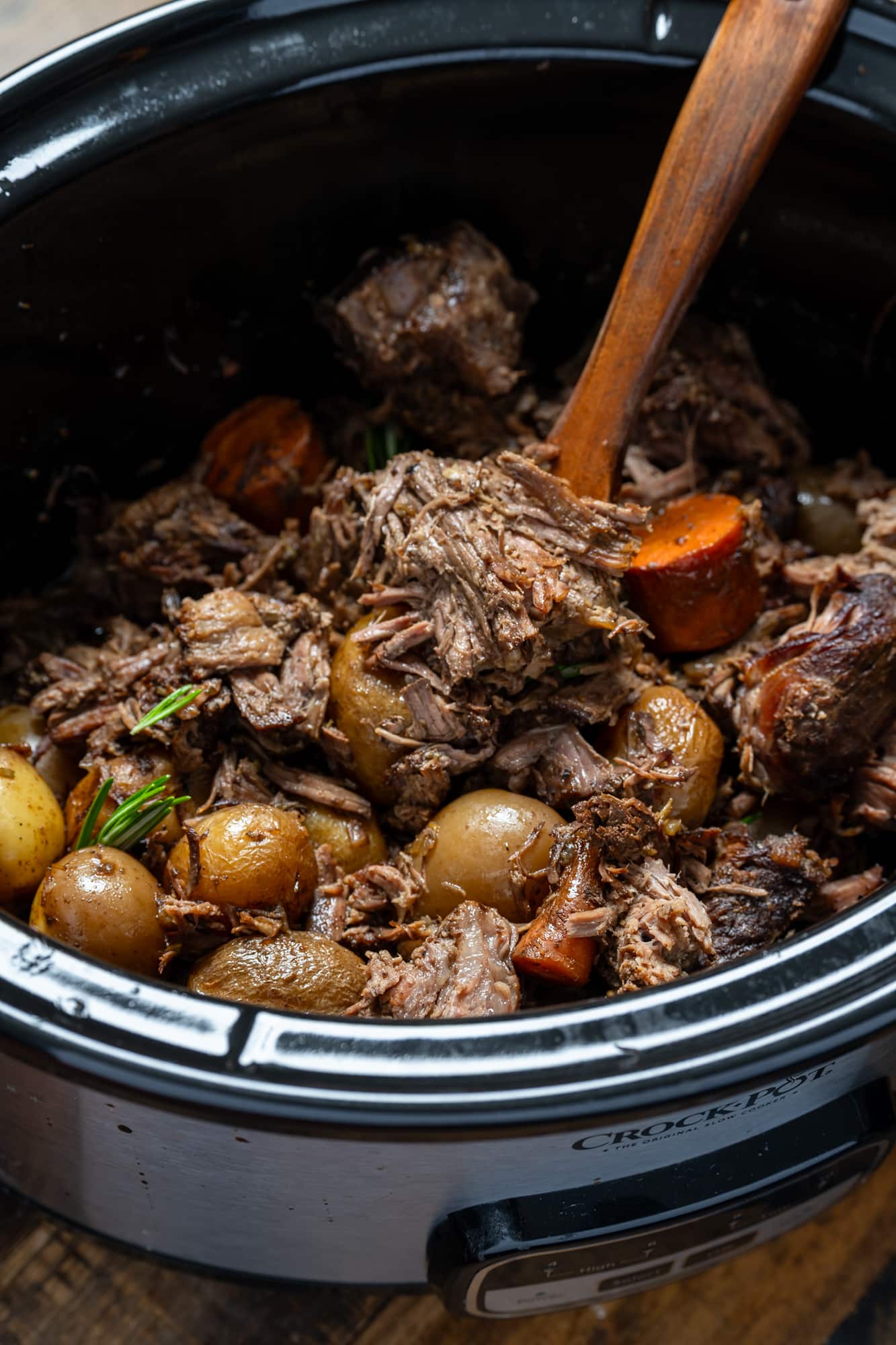 pot roast and vegetables in crockpot