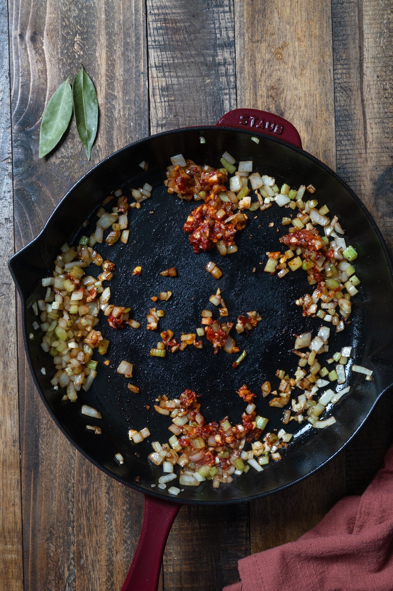 aromatics in cast iton pan after sauteeing