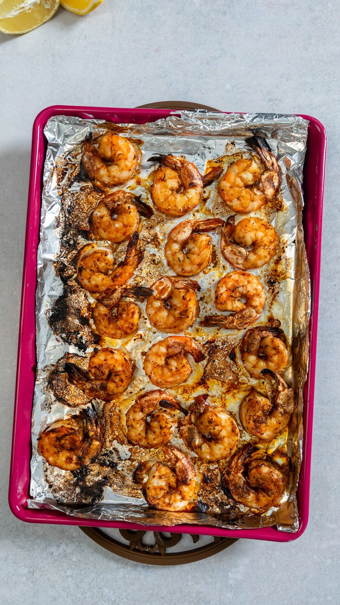 broiled shrimp on sheet pan