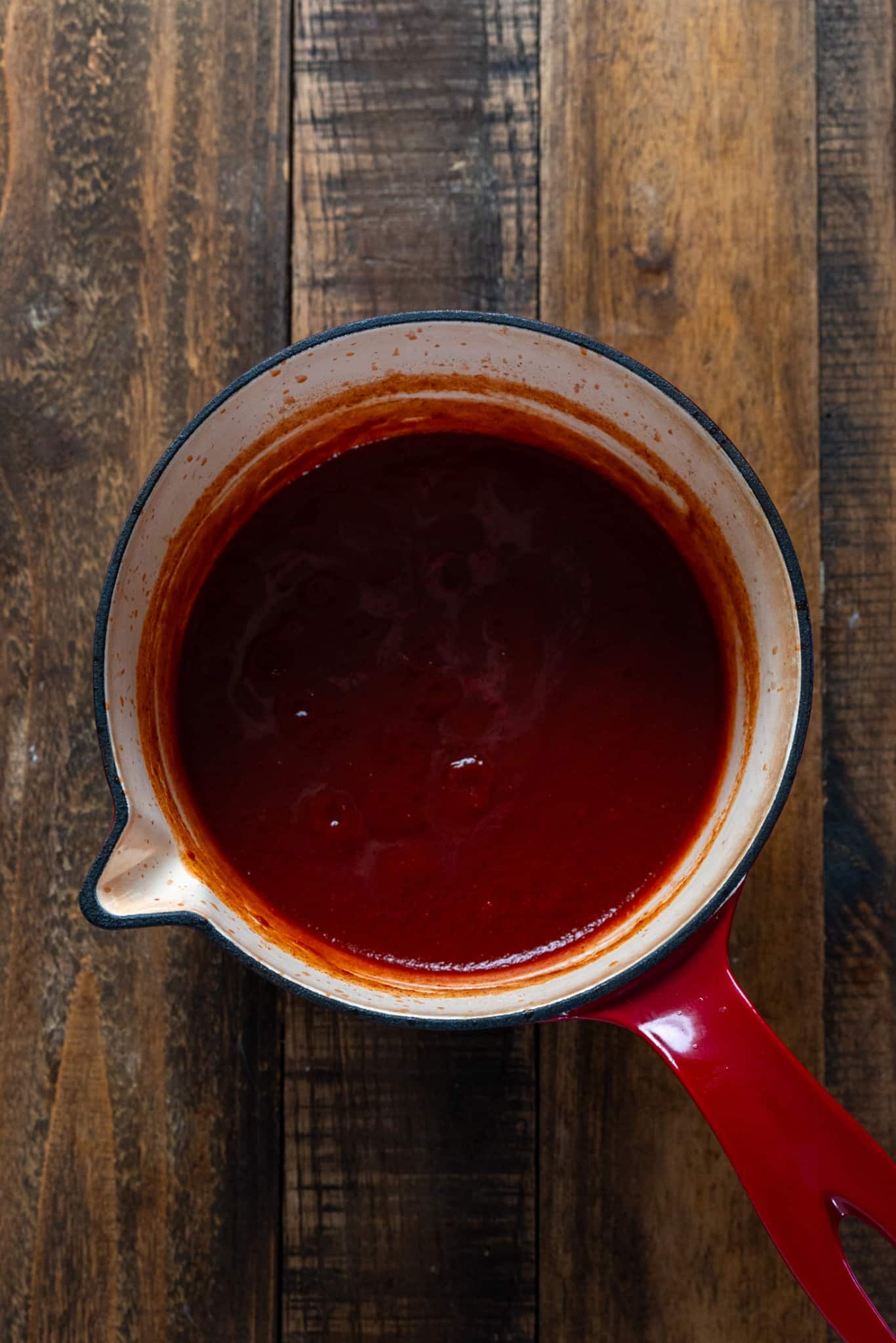 bubbling ketchup in pot