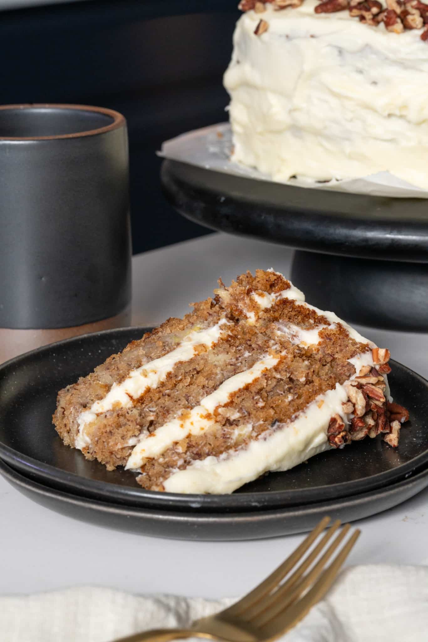 Slice of Hummingbird Cake on plate