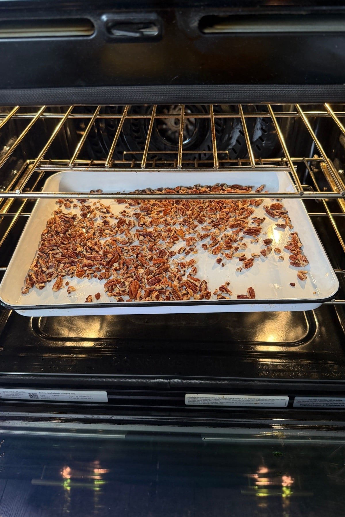 pecans toasting in oven