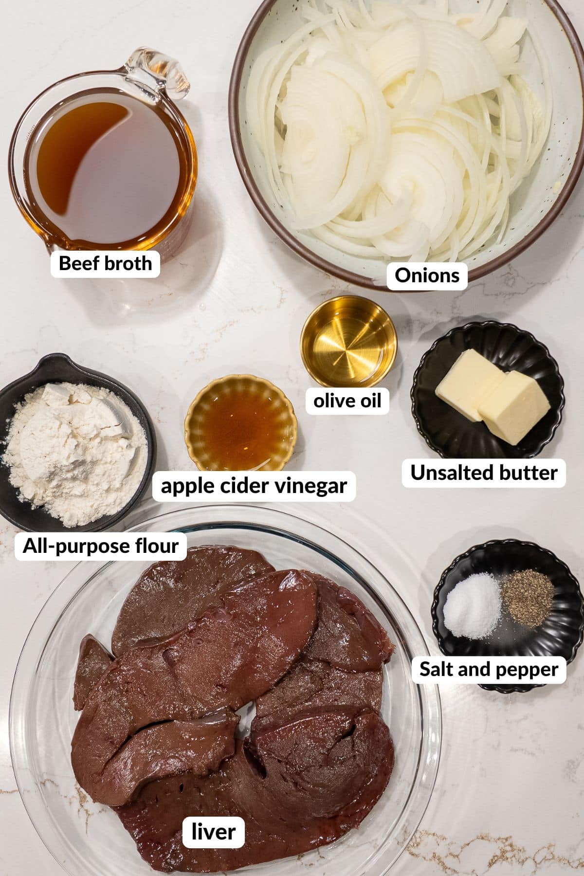 Ingredients for liver and onions
