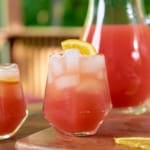 fruit punch in glass on table outside