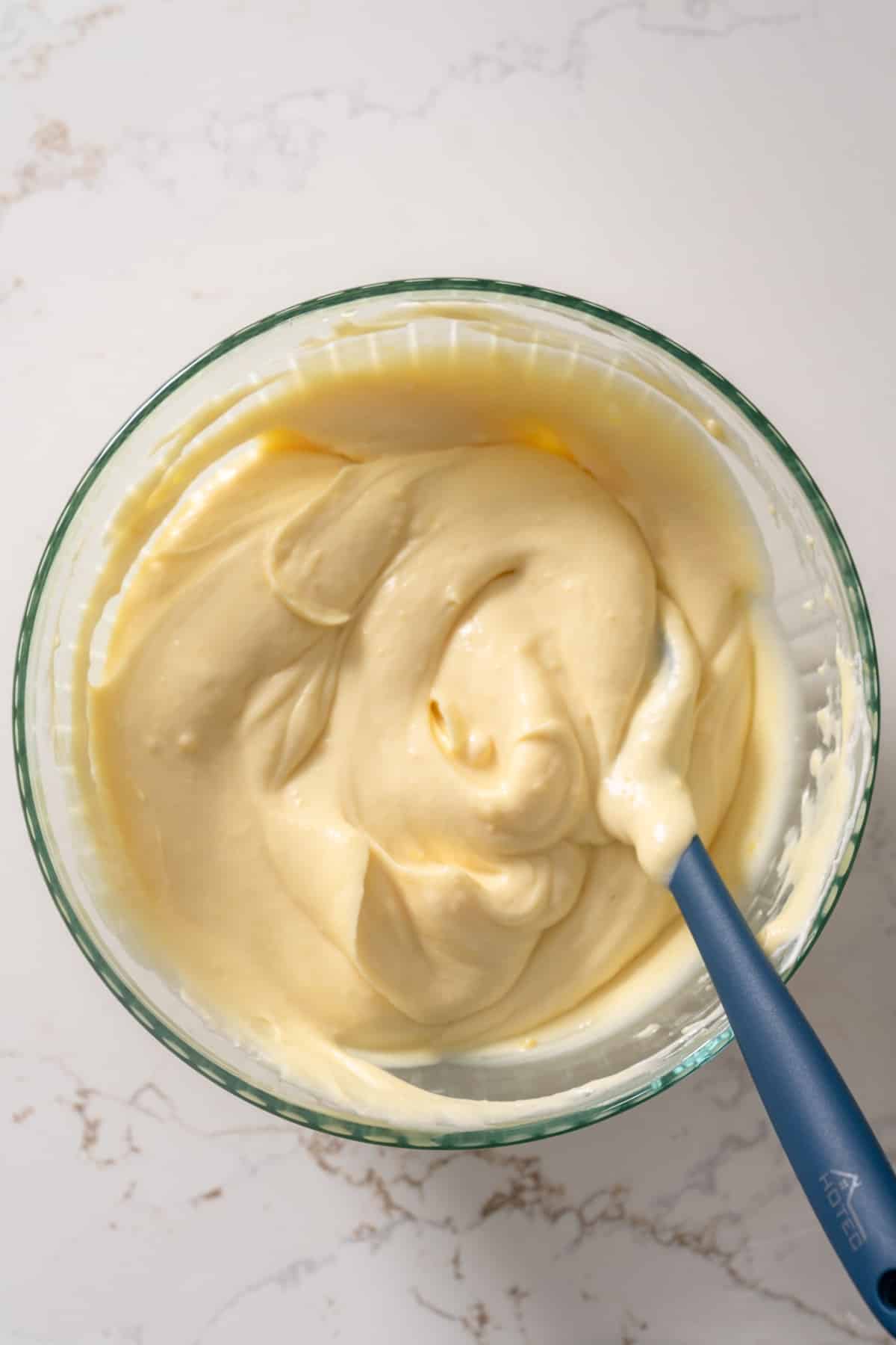 The mix: the vanilla pudding and whipped cream mixed together in glass bowl