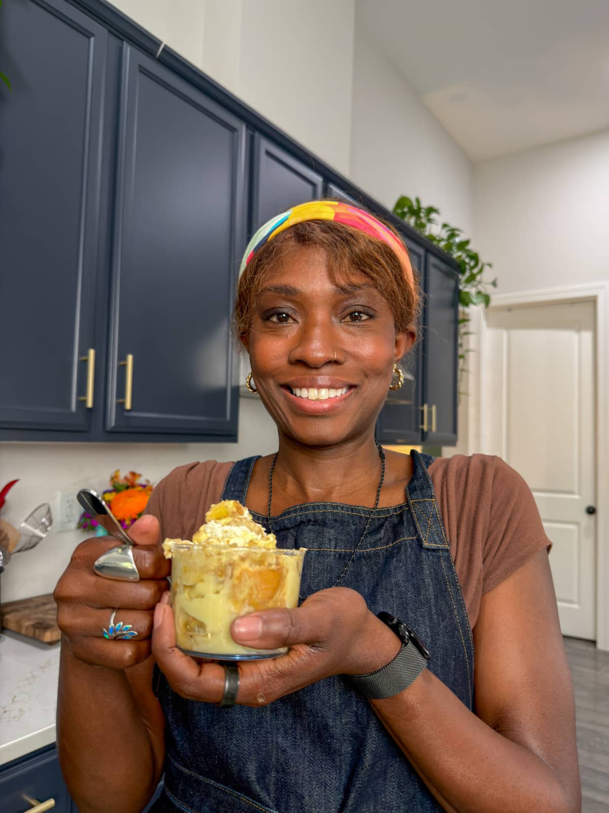 When you're holding banana pudding and smiling