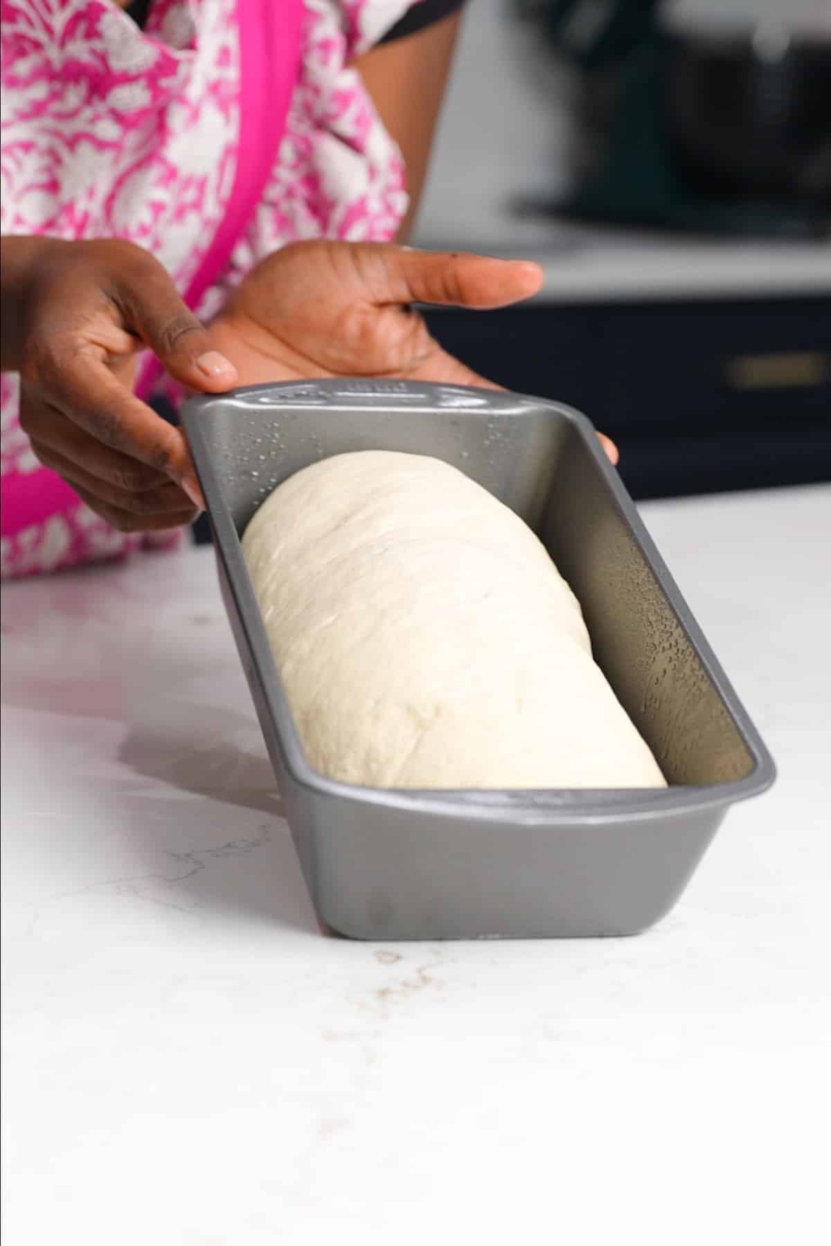 bread after rising in pan