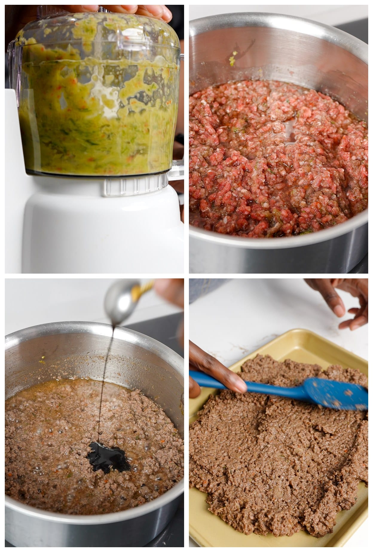 process image of meat for jamaican meatloaf being cooked