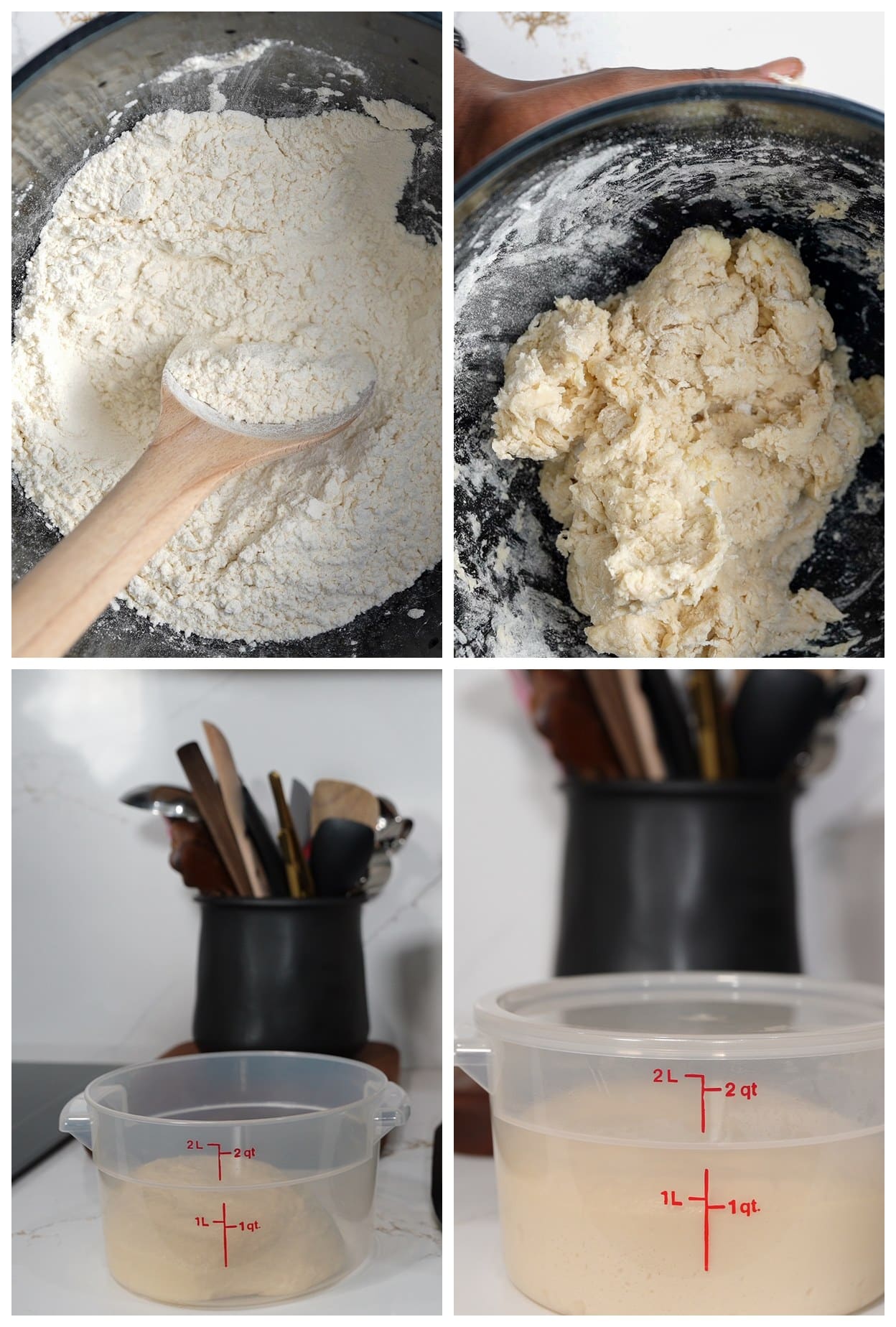 a collage of dough being made