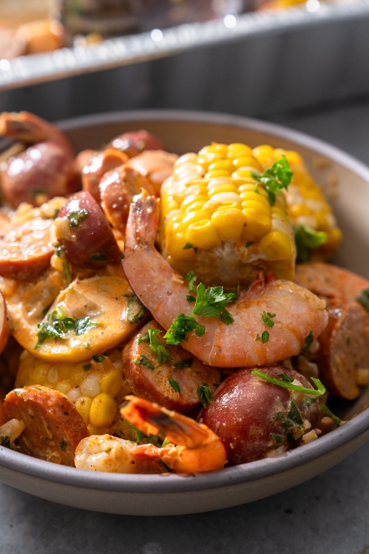 shrimp boil on plate