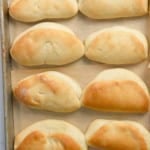 Jamaican coco bread on baking sheet