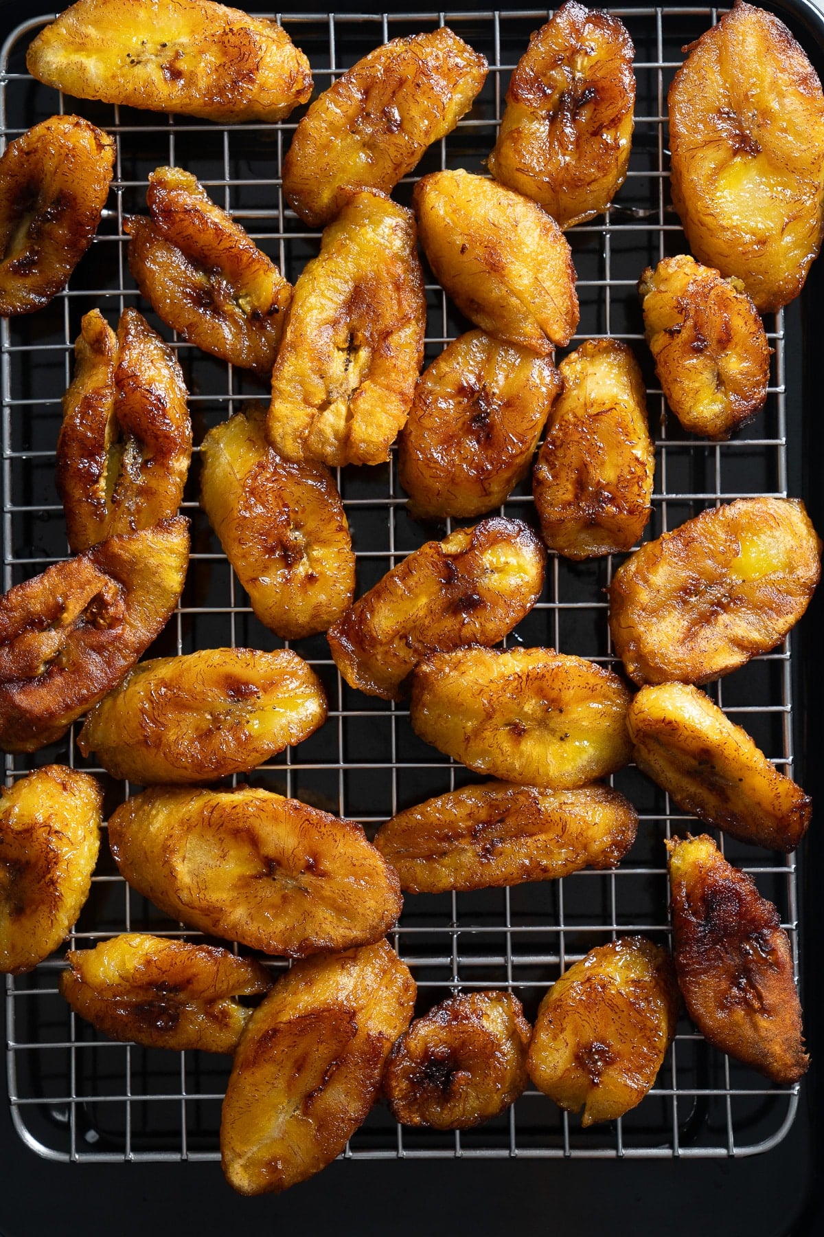 fried plantains on wire rack