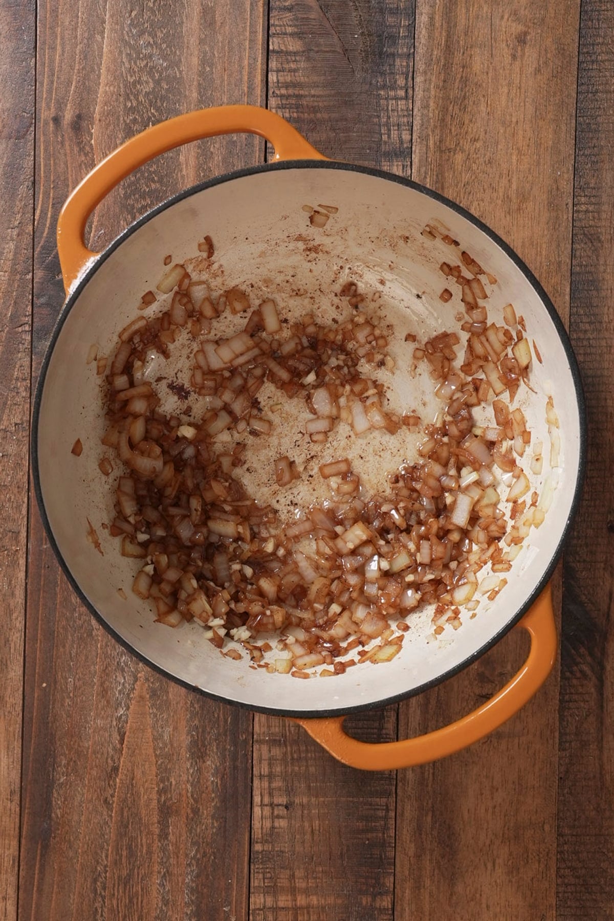 onions and garlic sauteeing in pot