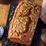 pumpkin bread whole on cooling rack
