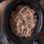 pulled pork inside of slow cooker insert