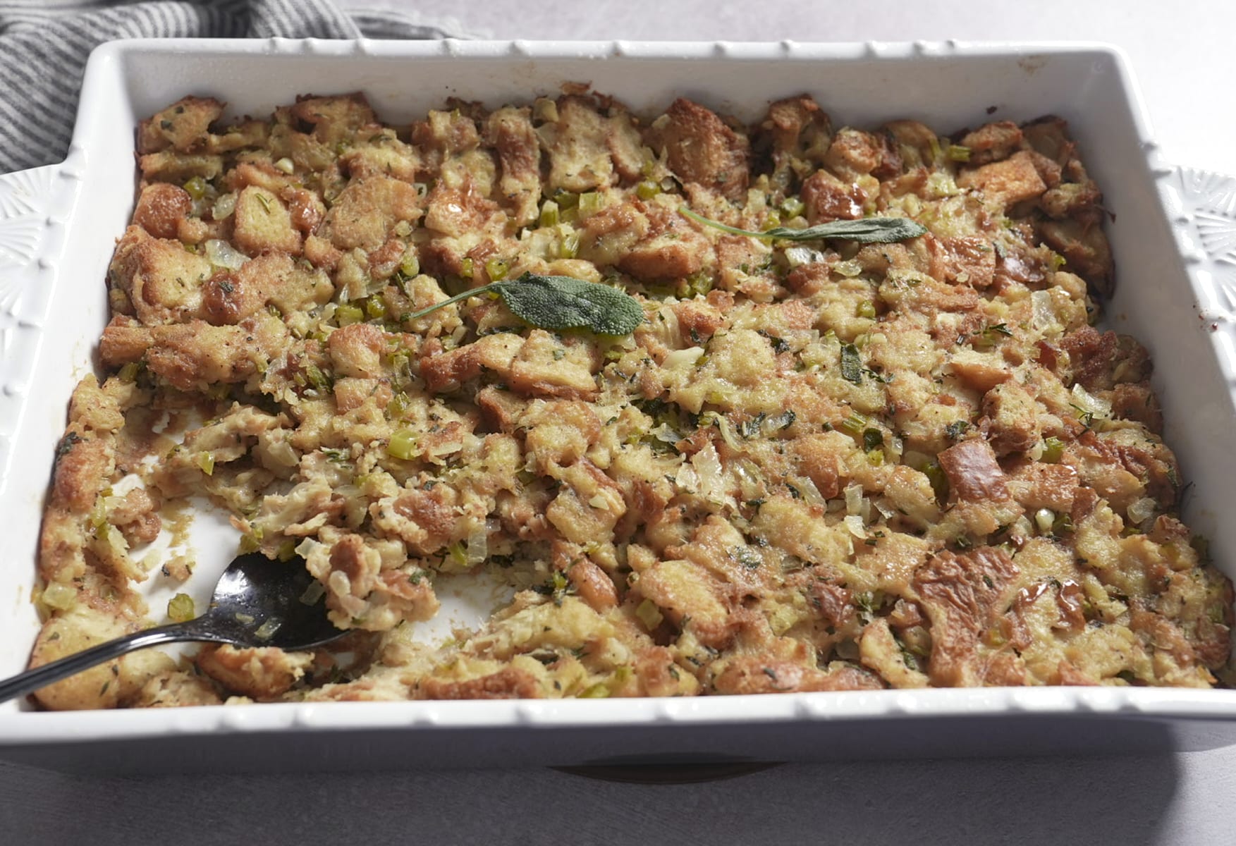 stuffing in casserole dish