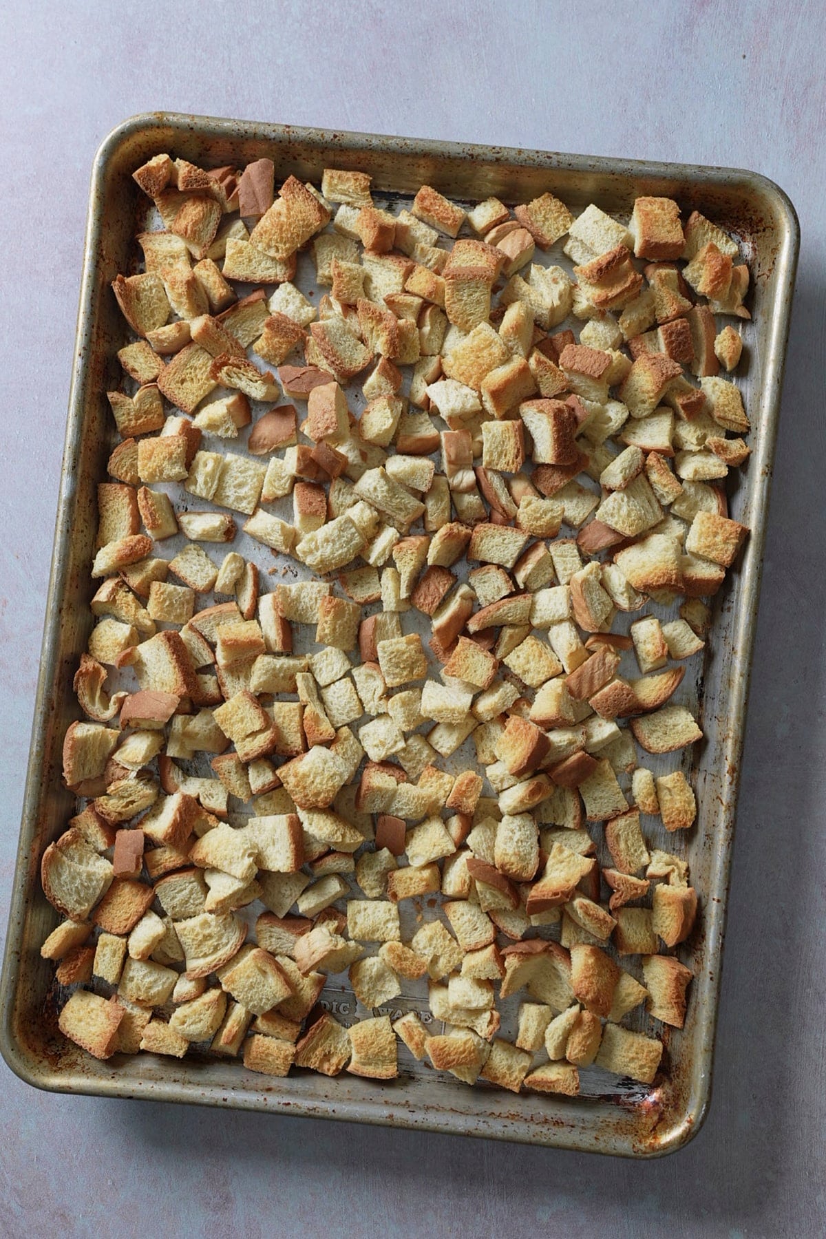 toasted bread on sheetpan