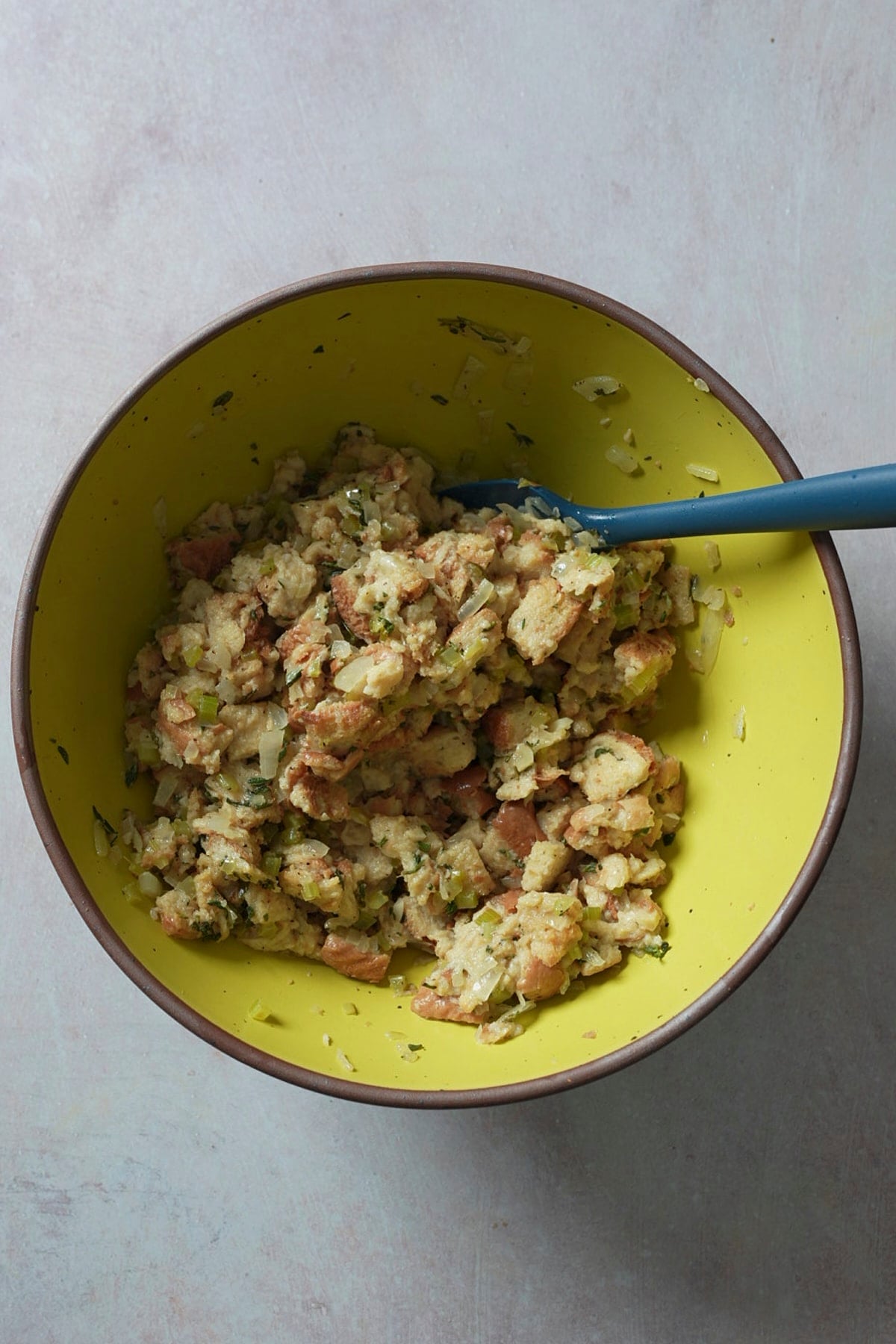 stuffing ingredients in bowl mixed up