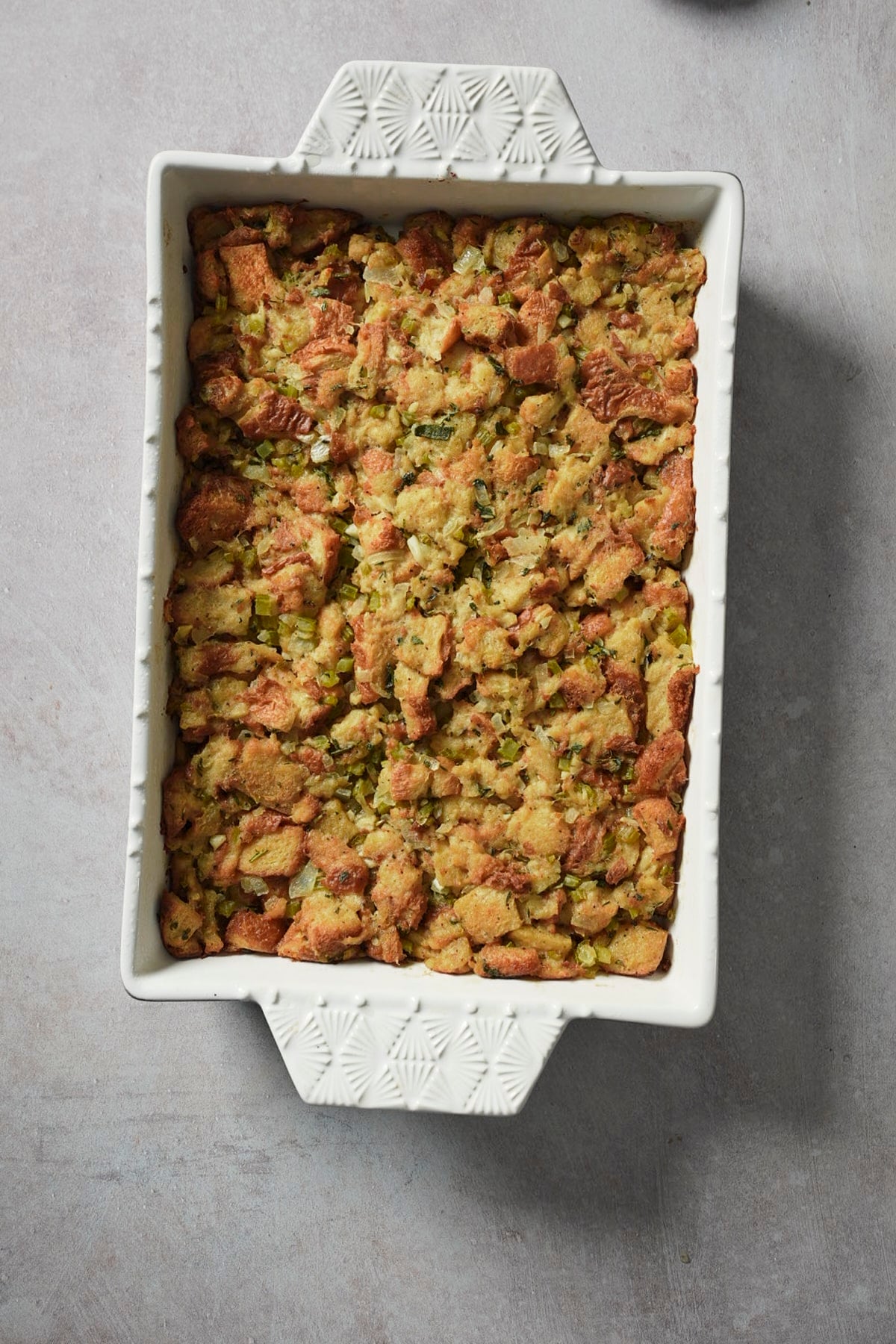 baked stuffing in baking dish