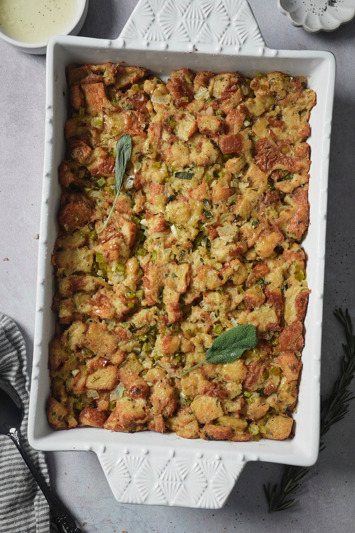 stuffing in casserole dish