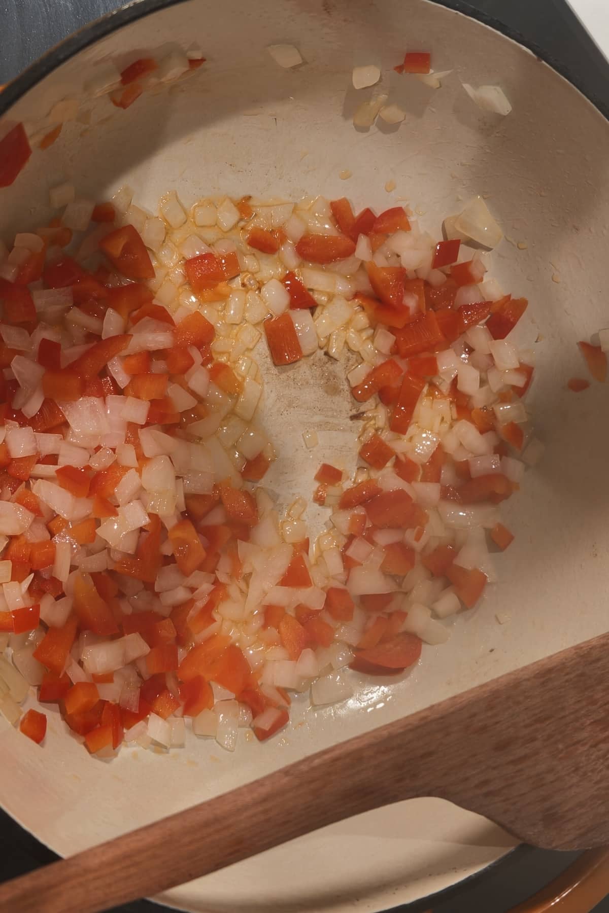 onions and peppers in dutch oven cooking