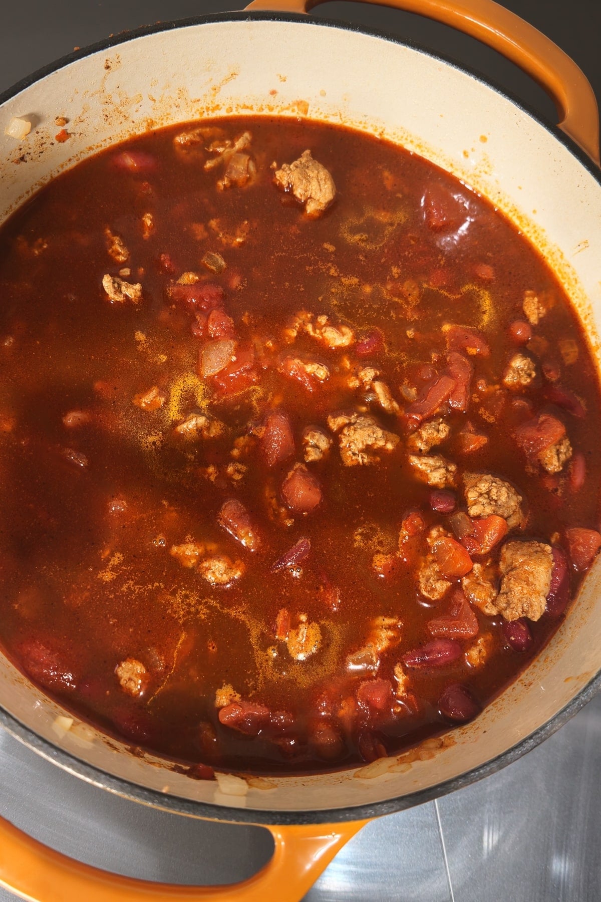 chili cooking in pot