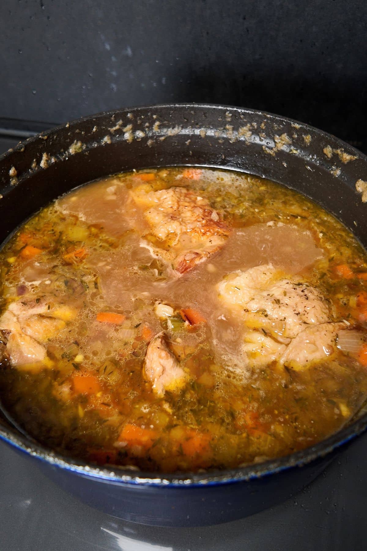 chicken inside chicken and dumpling pot